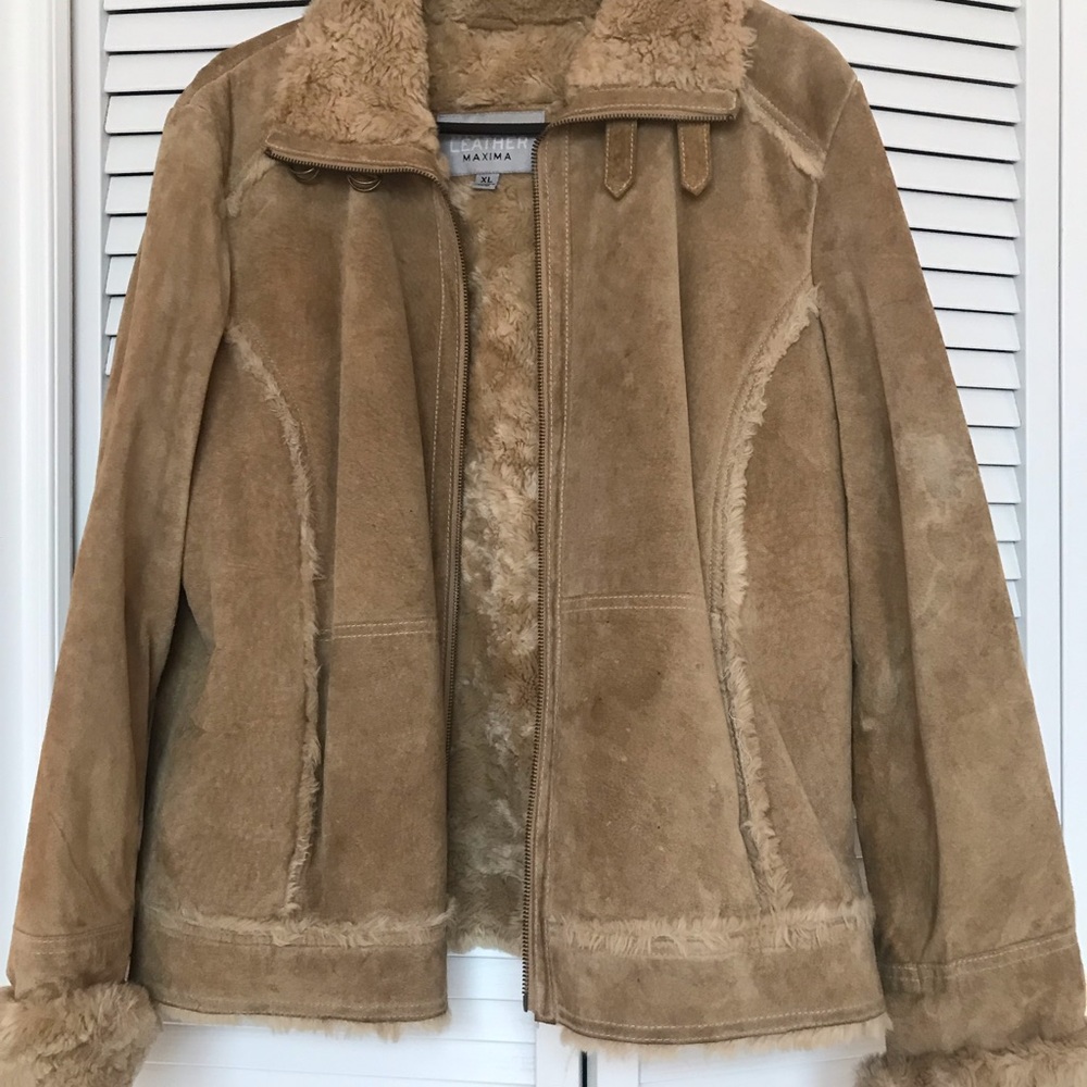 Leather fur jacket